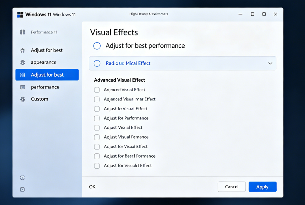 Windows 11 optimization settings visual effects